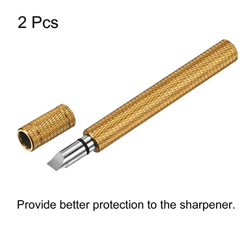 PATIKIL Golf Club Groove Sharpener, 2 Pack U V Type Square Re-Grooving Tool Golf Club Cleaning for Golf Irons Wedges Utility Clubs Gold - Image 3
