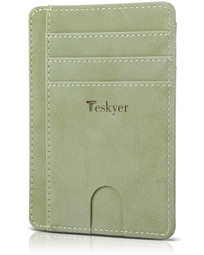 Image of Teskyer Slim Minimalist Wallet for Men, RFID Front Pocket Card Holder | Ultra Slim Front Pocket Design, 8 Card Slots, RFID Protection, Smooth Faux Leather for Everyday Carry