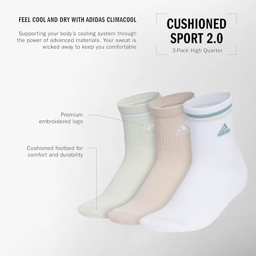 Image of adidas Cushioned Sport High Quarter Socks 3-Pairs Durable & Comfortable