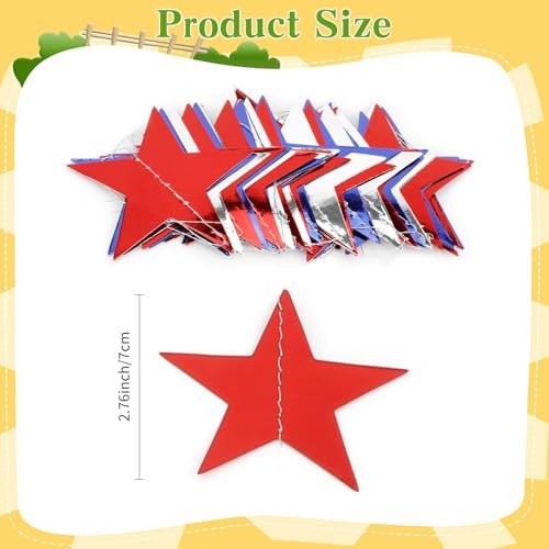 Image of Red White and Blue Star Garland Banner, 66 Feet Patriotic Star Hanging Streamer 4th of July Banner Star Backdrop Decor for 4th Fourth of July Independence Memorial Veterans Labor Day Party Decorations