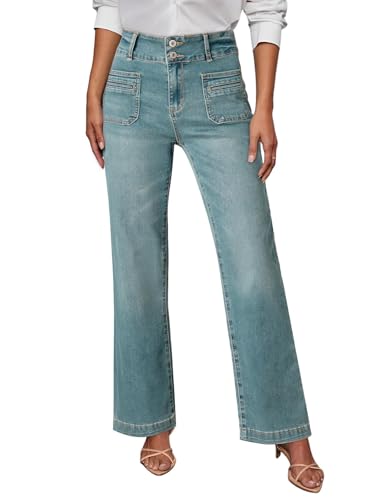 Sidefeel Women's Jeans Spring Outfit High Waisted Tummy Control Wide