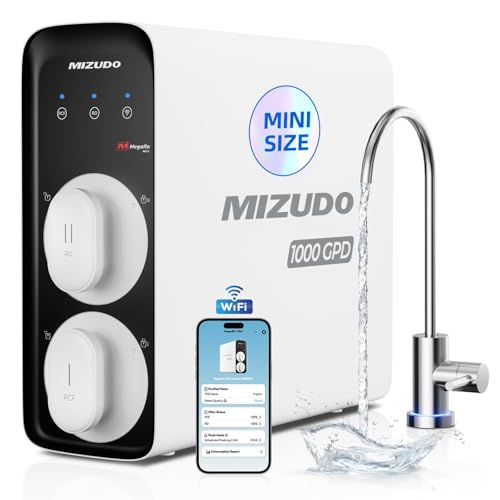 MIZUDO 1000GPD Smart WiFi RO System 8-Stage Tankless Reverse Osmosis Water Filter with APP Control, 3:1 RO Water Filtration System Under Sink, NSF/ANSI 42, 58 & 372 Certified, 36-Month Water Filter