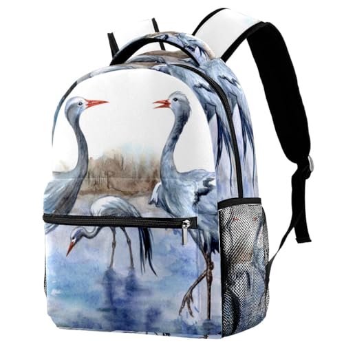 Sac à dos d'école grues aquarelle multicolore de 29.4x20x40cm pour voyage des adolescents et filles