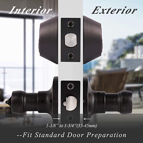 Probrico Oil Rubbed Bronze Exterior Entry Lever And Double Cylinder Deadbolt Combo Pack,Keyed Alike Lockset Handleset For Front Door Entry Lock Set,Wavy Style #TOP4