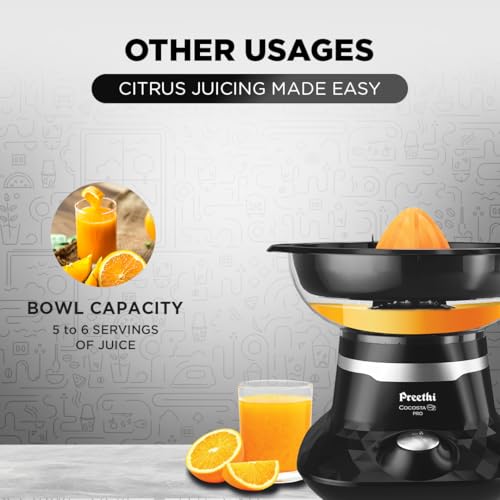 Preethi Cocosta Pro KP002 Coconut Scraper&Citrus Juicer,100% Safe Dual Protection Scraper With Safety Switch&Silicon Cap,Spillage Free Collection Bowl,100 Watts,2Yr Guarantee,Lifelong Free Service 3 41OcMrWOG5L
