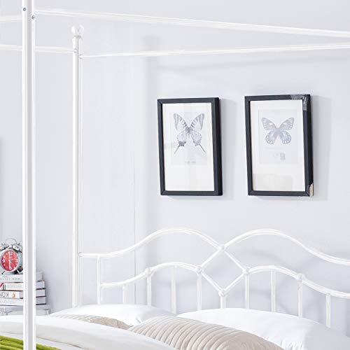 Christopher Knight Home Simona Traditional Iron Canopy Queen Bed Frame, White #TOP2