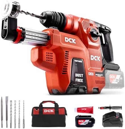 DCK 20V Cordless Rotary Hammer with Dust Collector, 15 in³ Dust C...