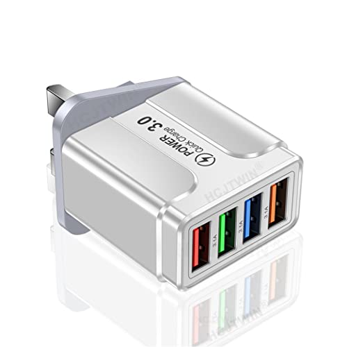 Chargeur USB Charger de téléphone USB Portable 4 Ports 3.1a Charge Rapide Adaptateur de Bougie Murale Compact Cover