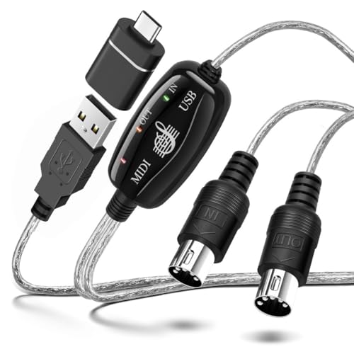 tnp midi cable set to usb with type c adapter 2 in 1 midi piano usb cord from pc to keyboard synthesizer electronic drum electric blow pipe 16 channels for windows mac and android