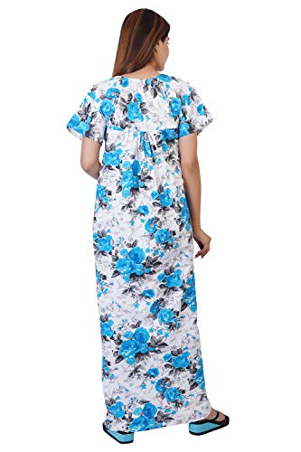 Image of Women's Cotton Block Print Knee Length Nighty
