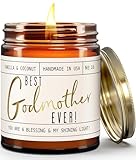 Godmother Gift - 'Best Godmother Ever!' Candle, w/Coconut & Vanilla - Godmother Gifts from Godchild I Godmother Proposal Gift I God Mother Gifts for Women I God Mom I 50Hr Burn, USA Made