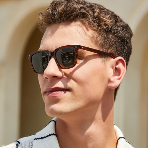 CARFIA Retro Acetate Polarized Sunglasses for Men UV400 Protection Driving Outdoor Anti-Glare Sun Glasses CA5354WS3