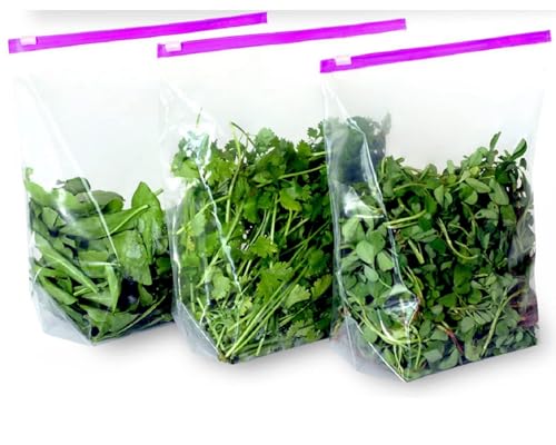Image of Plastic Zip Lock Reusable Slider Zipper Transparent Bag For Food Storage,Fruit Vegetable Freeze Storage Pouch Bags, Ziplock Bags Best For Fridge Storage (10 ZIPPER), 25 x 25 Cm