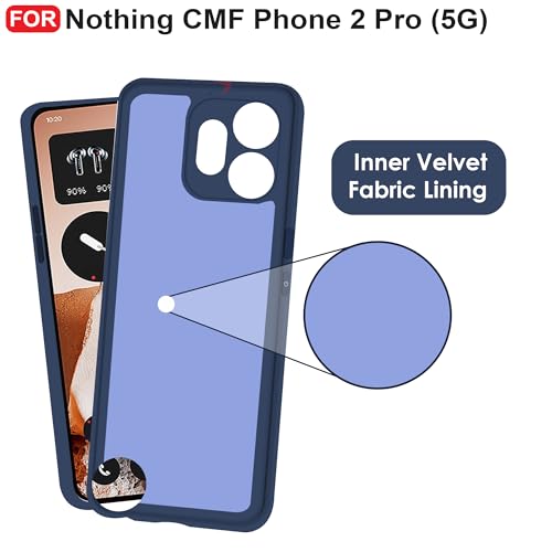 Image of CEDO Back Cover for Nothing CMF Phone 2 Pro (5G) | Camera Bump Protection & Inner Velvet Fabric Lining | Ultra Slim Matte Soft Rubberised Case Cover (Blue)