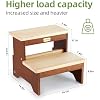 Wooden Two Step Stool for Adults and Kids, Bed Stepstool with Two-Colour, Heavy Duty for Bathroom/Kitchen/Bedside Step Stool, Holds up to 500LBS Capacity (Pine)