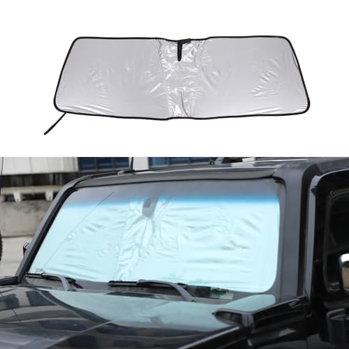 PIUGILH Windshield Sunshade with Storage Pouch Compatible with Hummer H3 2005-2009, Front Window Sun...