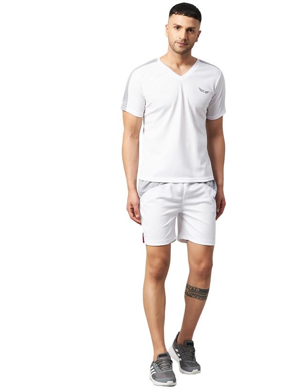 chrome & coral men sports tracksuit set tshirt & shorts combo for gym, running, and active wear | athletic workout outfit for men