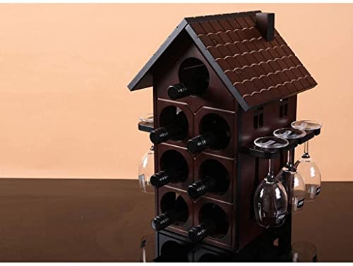 Soporte de madera para 7 botellas y 6 copas de vino miniatura 7