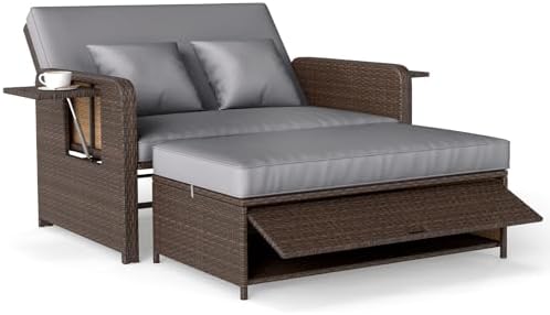 COSTWAY Rattan Lounge Sofa, Lounge Möbel Outdoor, Gartensofa mit ...