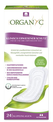 Organyc - Slipeinlagen für extra dünn Blasenschwäche aus 100% zertifizierter Bio-Baumwolle - 1 Packung zu je 24 Stück Cover