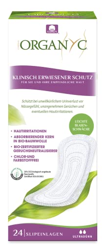 Organyc - Slipeinlagen für extra dünn Blasenschwäche aus 100% zertifizierter Bio-Baumwolle - 1 Packung zu je 24 Stück