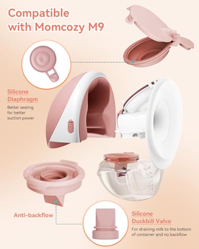 Image of Duckbill Valves & Silicone Diaphragm Replacement Parts Compatible with Momcozy M9 Wearable Breast Pump - BPA-Free Food-Grade Silicone Accessories (6 Pack: 4 Valves + 2 Diaphragms)