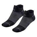 Road Runner Sports R-Gear OS1st Plantar Fasciitis No Show Socks for Men and Women, Black, L, (2 Pairs)