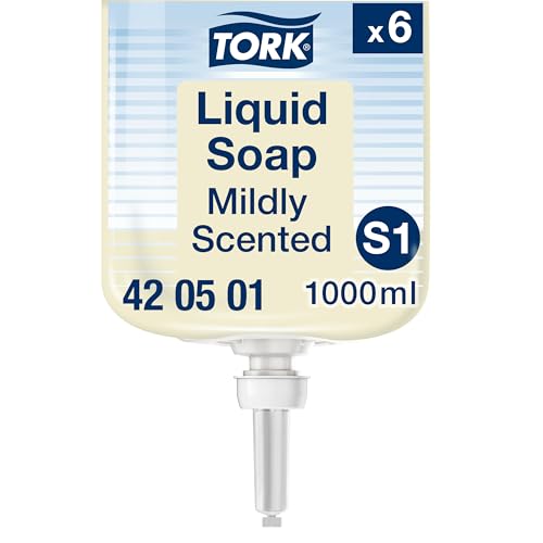 Tork Jabón Líquido Suave, Jabón multiusos para dispensadores S1/S11, aroma fresco, 6×1000ml, 420501