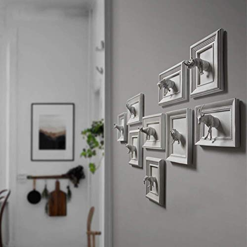 Sculpture murale 3D animal buste en résine de 23x18 cm pour déco de galerie - 8