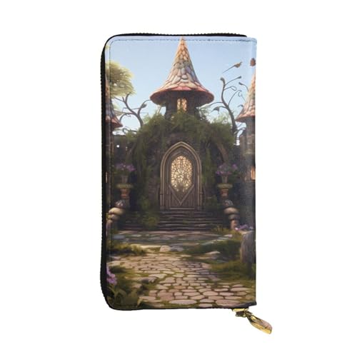 Leather Wallet - Stylish and Durable Wallet for Women with Multiple Compartments and Zipper Design Gothic Fairy Garden Picture