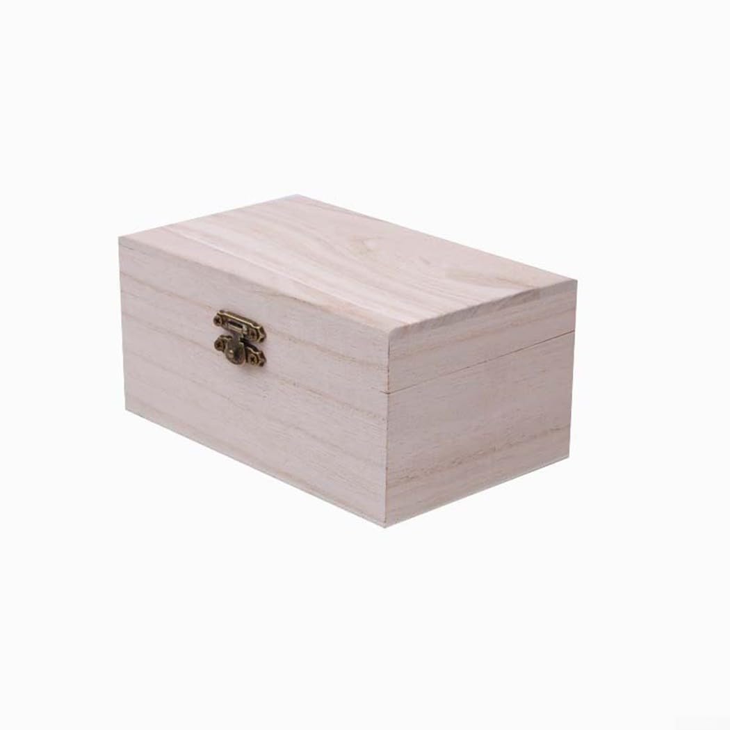 Hasaller Wooden Box Wedding Boxes Plain Wood Wooden Square Hinged Storage Boxes Craft Box Wood Keepsake Memory Craft Chest for Personalising with Paint Decoupage Pyrography(L)
