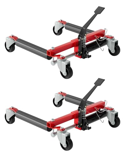 Lot de 2 Pont Elevateur Voiture, Cric Hydraulique avec Pédale Hydraulique, Roue pivotante 360°, Leve Voiture pour Véhicule Camion Réparation Automobile