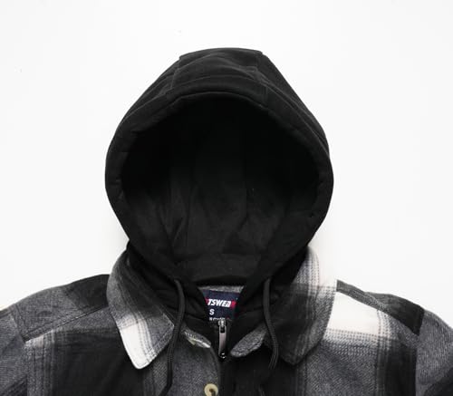 Image of Yasumond Mens Hoodies Fleece Jacket Plaid Flannel Heavy Sherpa Lined Hooded Zip Up Warm Winter Coats Big Tall