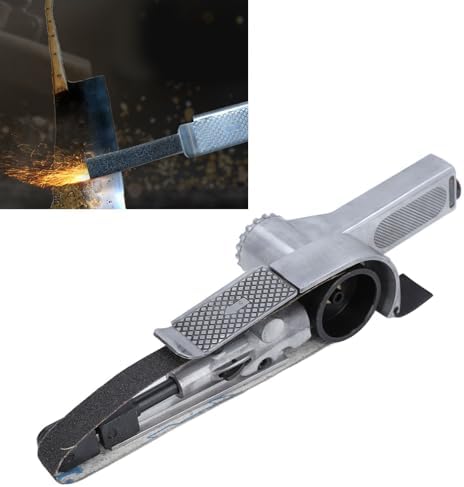 Omabeta 1PCS 20MM Air Belt Sander for Metal Plastic Wood Plastic Leather, 1/4in Air Intake 16000RPM Pneumatic Sanding Machine, Stainless Steel Air Powered Belt Sander