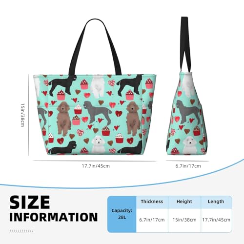 Fashion Poodles Dogs Print Beach Bag Waterproof Beach Totes Bags For Women, Lightweight Foldable Pool Bag With Zipper Wet Compartment4