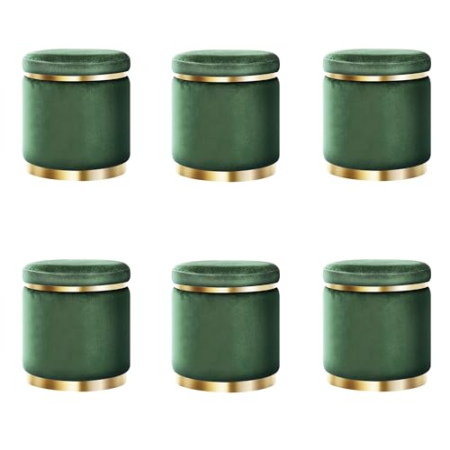 Image of Paamwood Velvet Sitting Stool - Luxurious Ottoman Footrest for Bedroom & Living Room, Wooden Sofa Side Stool, Makeup Chair, Pouf for Home & Office Decoration (Green Pack of 6)