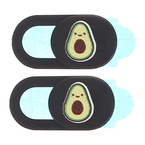 POPETPOP 2個 ウェブカメラカバー 盗撮防止 かわいい アボカド柄 スムーズにスライド プライバシー 保護 PC カメラ 目隠し カメラ カバー ラップトップ スマホ対応 覗き見防止