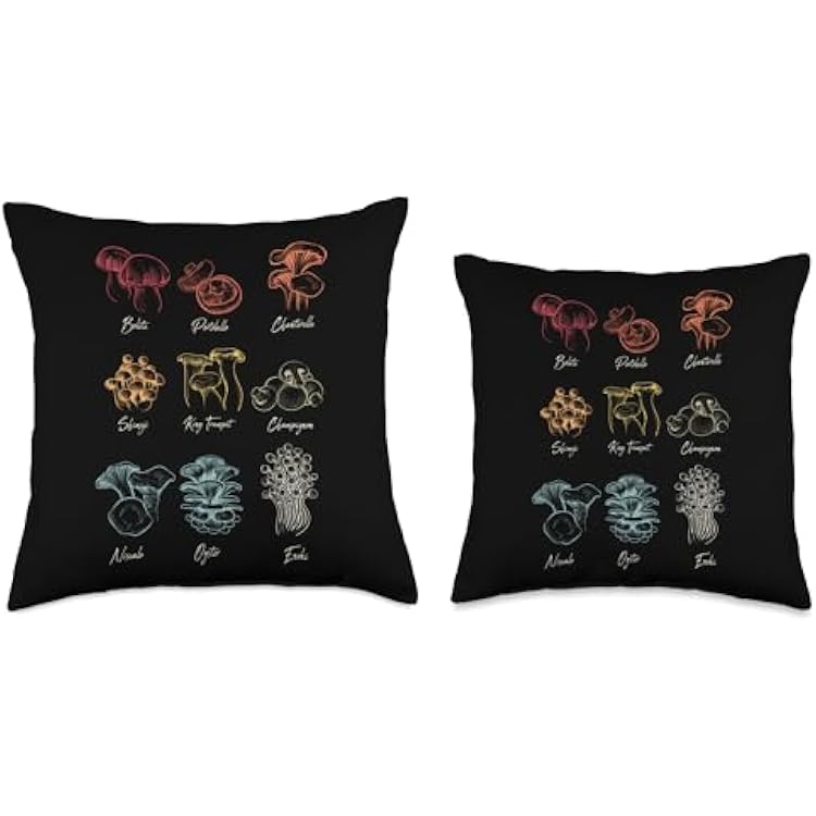 Bolte Portobella Chanterelle Shiitake King Mushroom Throw Pillow
