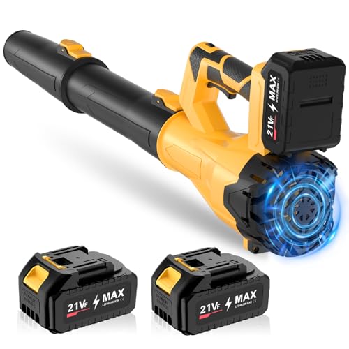 Cordless Leaf Blower, Electric Leaf Blower with Battery & Charger – 2×4.0Ah Batteries, 6 Speed Modes, 21V Powerful Lightweight Handheld Blower for Lawn Care, Patio Cleaning, Car Drying, Dust