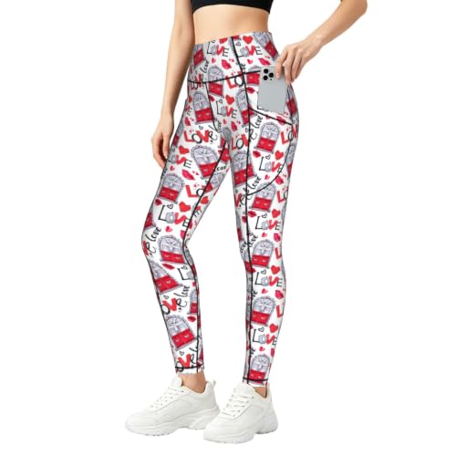 Pantalones de yoga para mujer holgados y transpirables con divertido estampado de amor