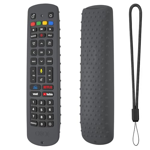 Oboe Silicone TV Remote Cover 'Compatible with' Jio Tv Remote Protective Case with Lanyard (Dark Grey) [Remote NOT Included]