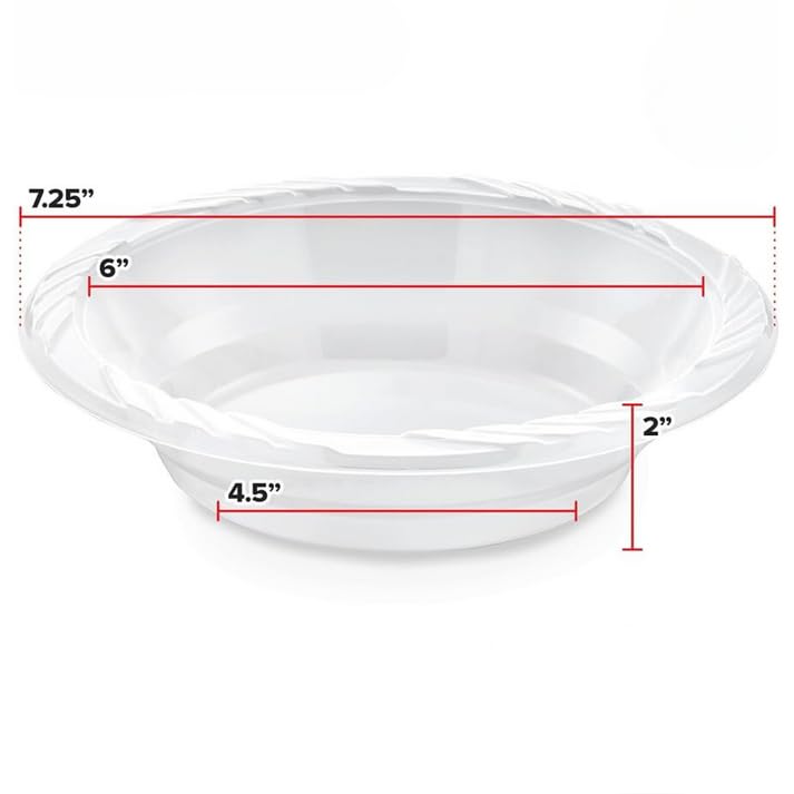 Nicole Fantini 18oz Medium Weight Disposable White Plastic Soup Bowls : Perfect for home, offices, parties, restaurants, and hotels : 100CT