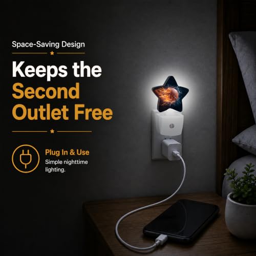 Image of Star Night Light Plug in, Basketball Dusk to Dawn Sensor Night Light, Soft Glow Lamp for Kids Bedroom Nursery Hallway Bathroom, Energy Saving Compact Design