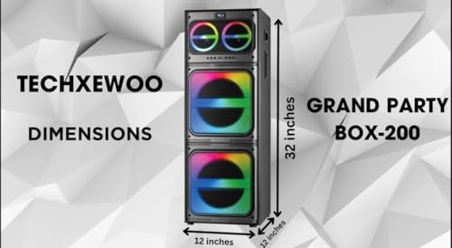 Image of TECHXEWOO Grand Party Box 200 Home Theater Tower Speaker with 300 Watts RMS, Double 8 inch woofer, Bluetooth,TWS, USB,Digital FM and Wide connectivity Options via Aux in.