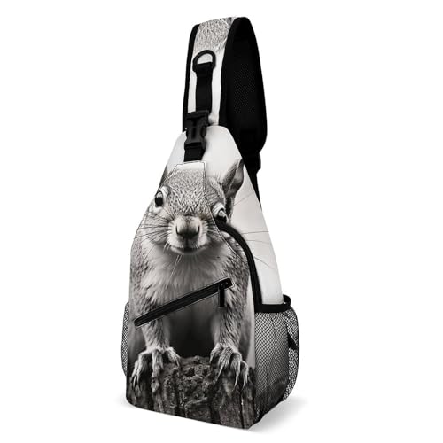 Sac à bandoulière écureuil gris clair 38x20cm sac banane de voyage mixte
