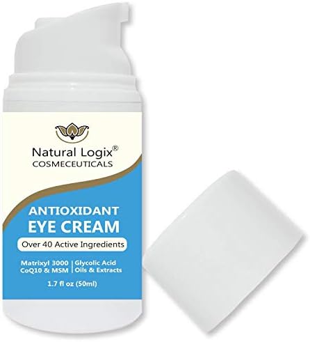 Natural Logix Antioxidant Eye Cream with Matrixyl 3000, Glycolic Acid & Lactic Acid. Collagen boosting & wrinkle fighting. For Men & Women. Safe for daily use/1.7 fl oz