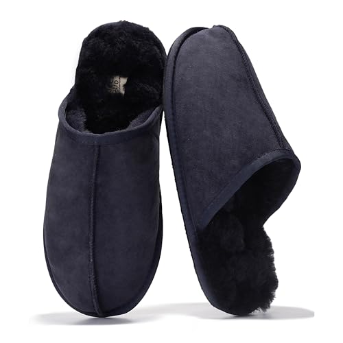 Image of Project Cloud Men's 100% Genuine Leather Shearling Memory Foam Slippers