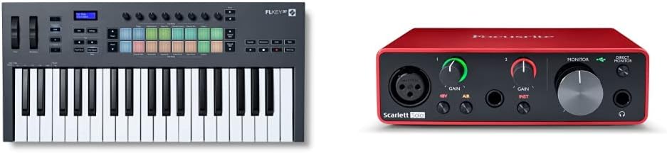 Novation FLkey 37 MIDI Keyboard Controller   Seamless FL Studio Integration with Chord Mode and Scale Mode & Focusrite Scarlett Solo 3rd Gen USB Audio Interface