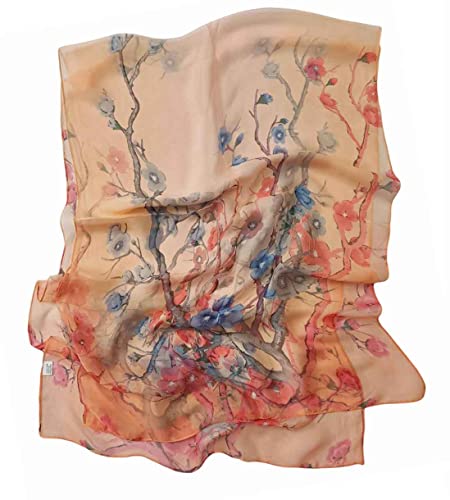 Image of Pokeedioty Scarfs for Women Lightweight Scarves Elegant Floral Pattern Sheer Scarfs Shawls Wraps