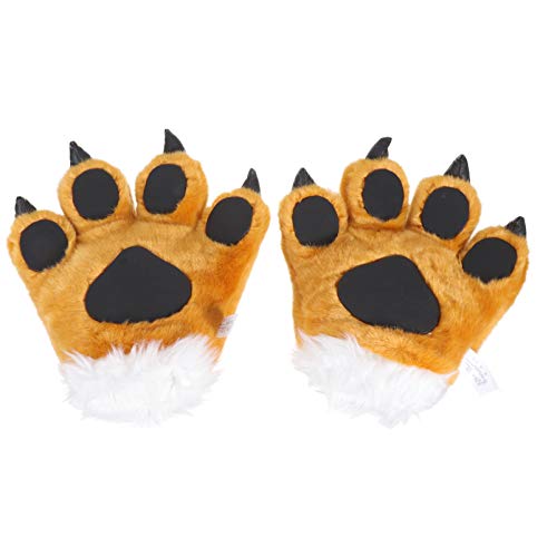 Zerodeko 1 Paire Tiger Tiger Paws Fursuit Paws Costume de Cosplay Tiger Peluche Animal Griffe Cartoon Tiger Rôle Play Spects pour Adultes Enfants, Jaune, 25x25x8cm, (204354189V) Cover